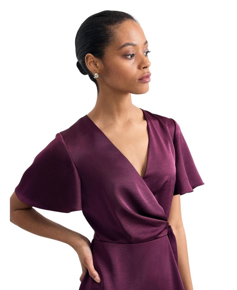 Women's Julissa Wrap Flutter-Sleeve Midi Dress