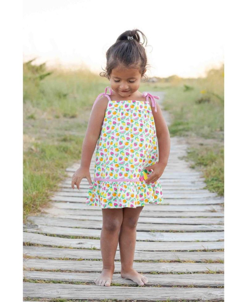 Big Girls Printed Seersucker Dress With Fruit