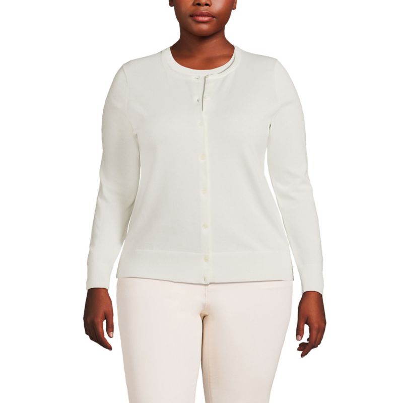 Plus Size Fine Gauge Cotton Cardigan Sweater
