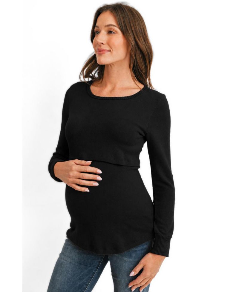 Maternity Nursing Brushed-Knit Sweater