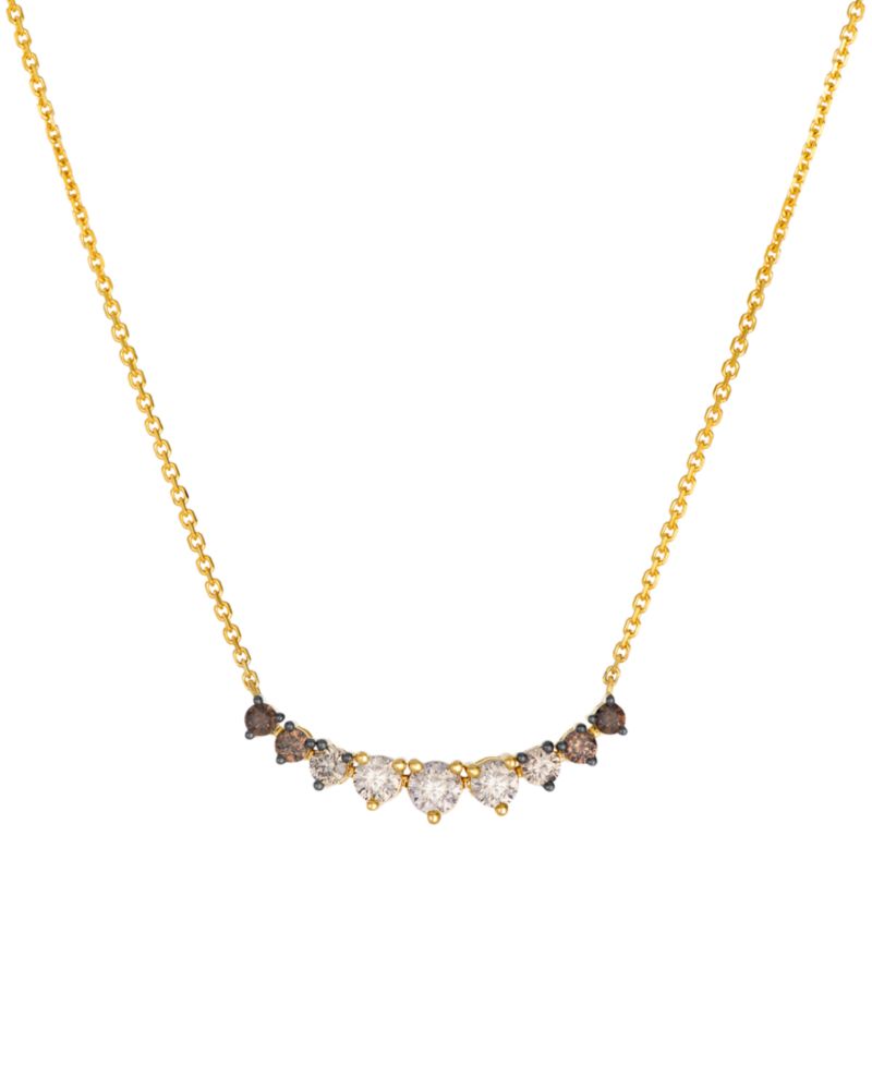 Chocolate Ombre Diamond (0.77 ct. t.w.) Adjustable Necklace in 14k Honey Gold