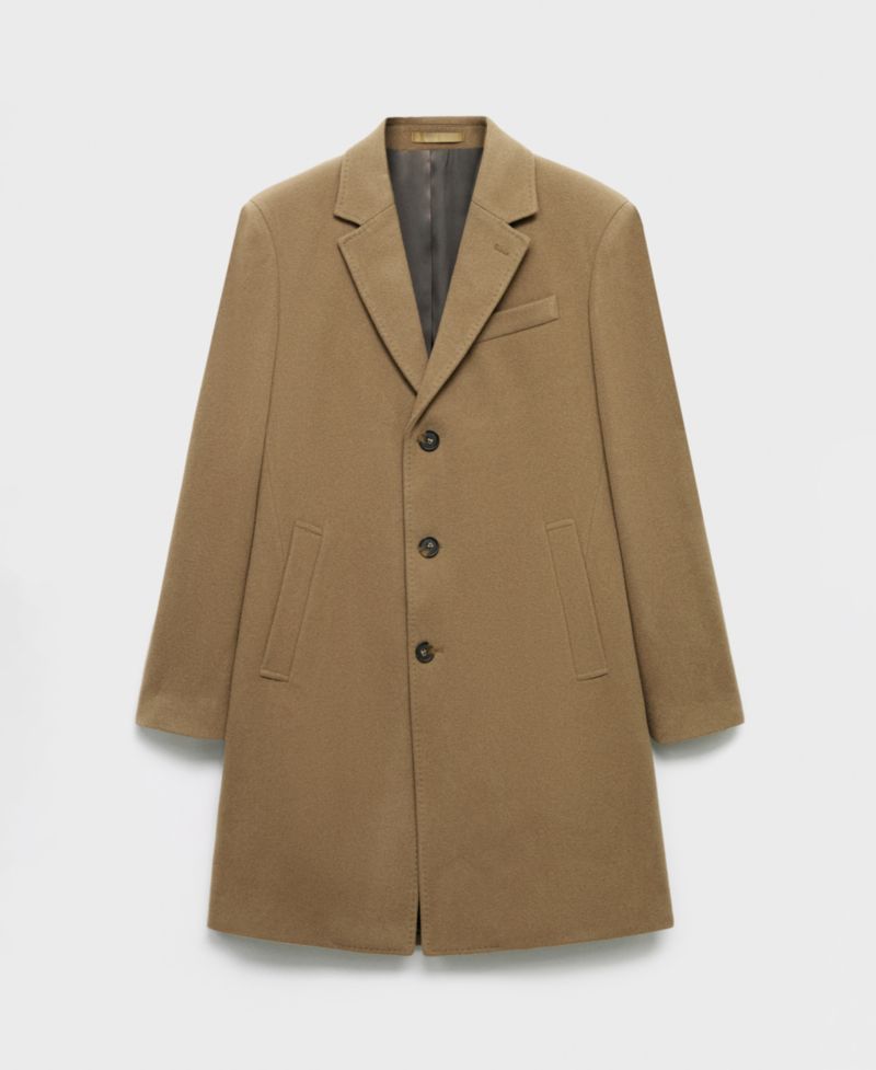 Men's Straight Fit Wool-Blend Overcoat