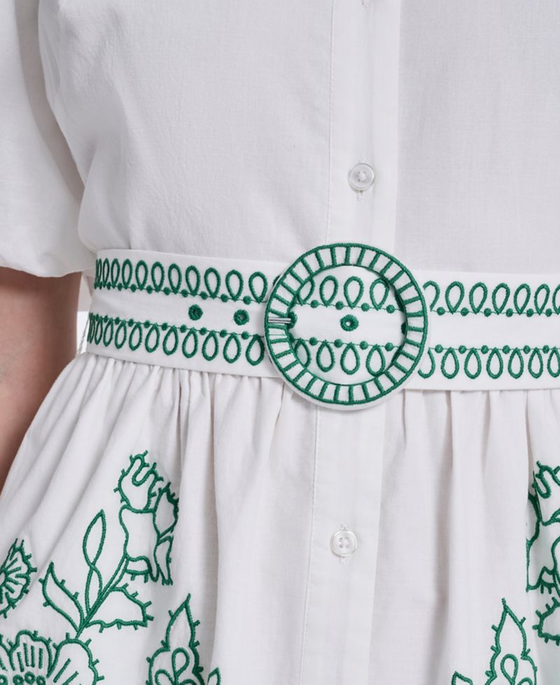 Petite Embroidered Belted Dress