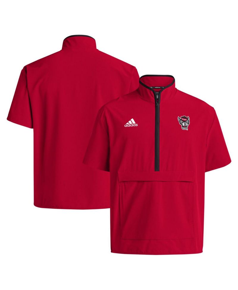 Men's Red NC State Wolfpack Coaches Sideline Half-Zip Short Sleeve Jacket