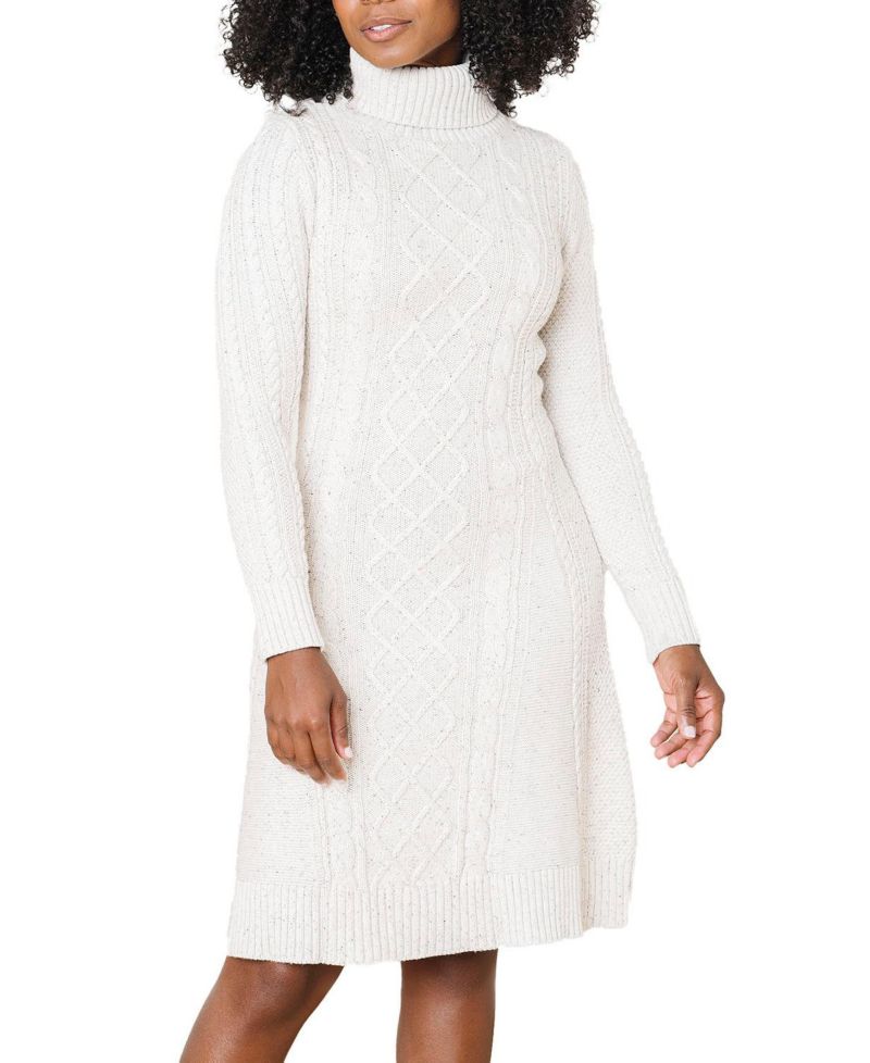 Women's Hope and Henry Organic Long Sleeve Turtleneck Cable Sweater Dress