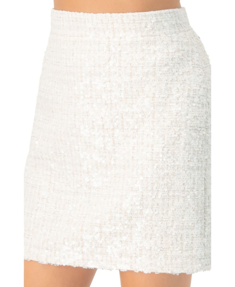 Women's Boucle Mini Skirt With Sequin Details