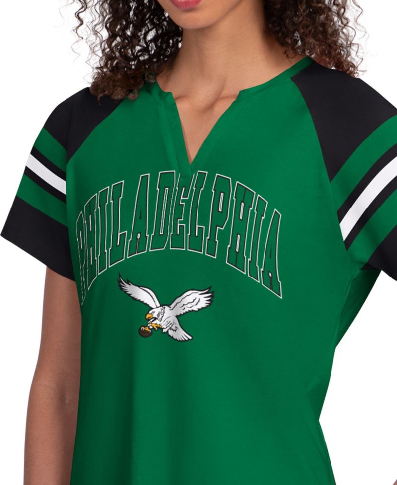 Women's Kelly Green Philadelphia Eagles Game On Notch Neck Raglan T-Shirt