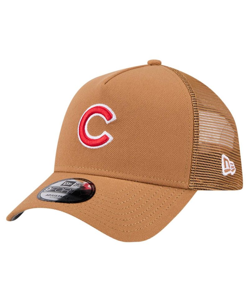 Men's Brown Chicago Cubs A-Frame Trucker 9FORTY Adjustable Hat