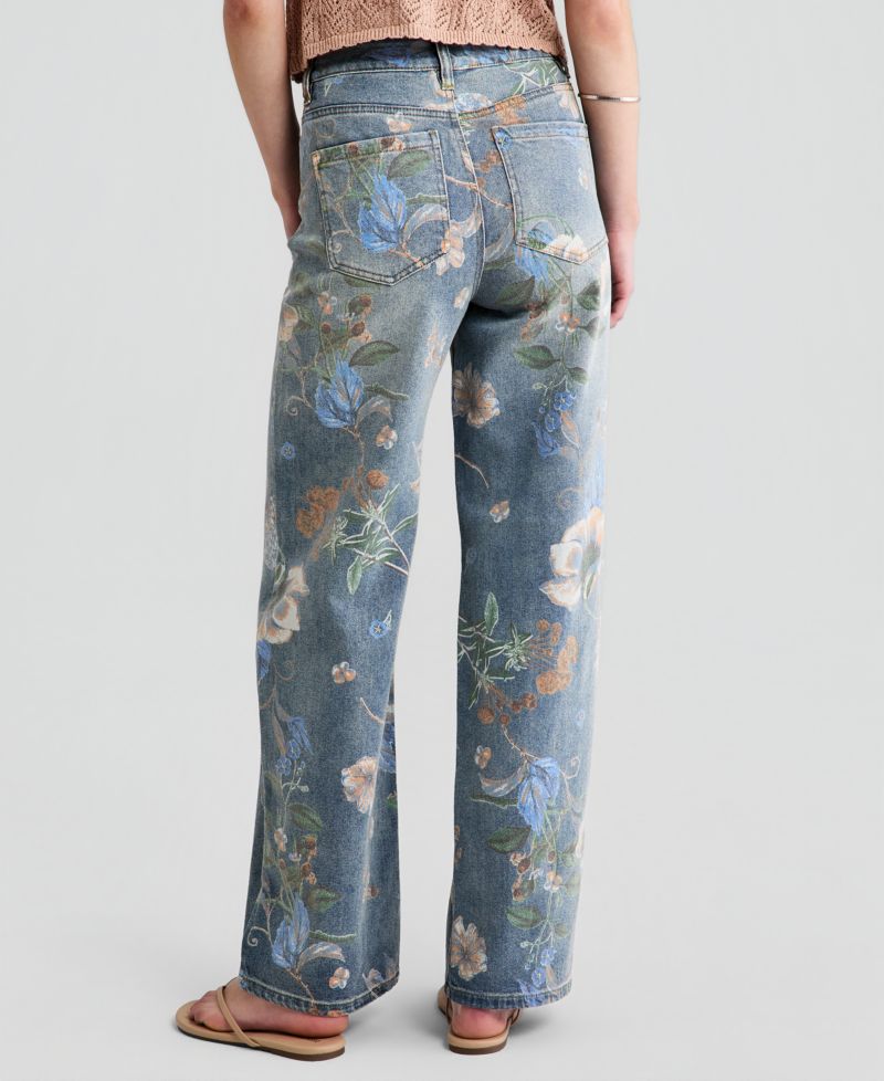 Women's High Rise Floral Jeans