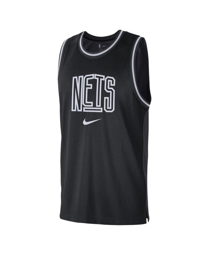 Men's Black, Anthracite Brooklyn Nets Courtside Versus Force Split DNA Performance Mesh Tank Top
