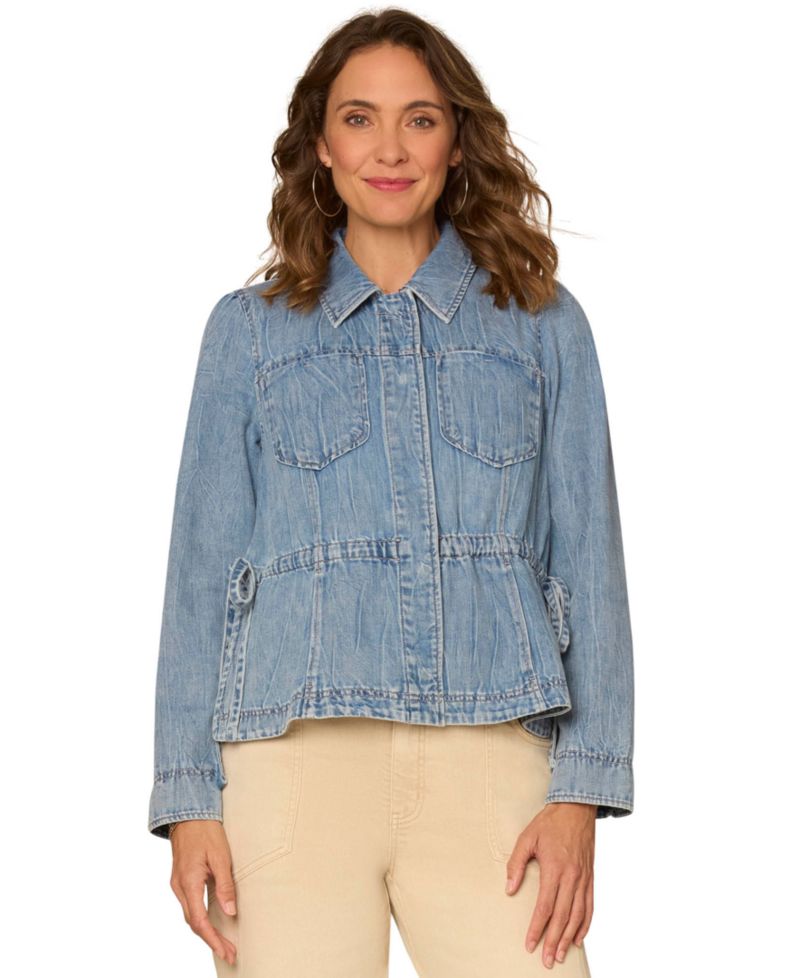 Petite Collared Neck Peplum Jacket