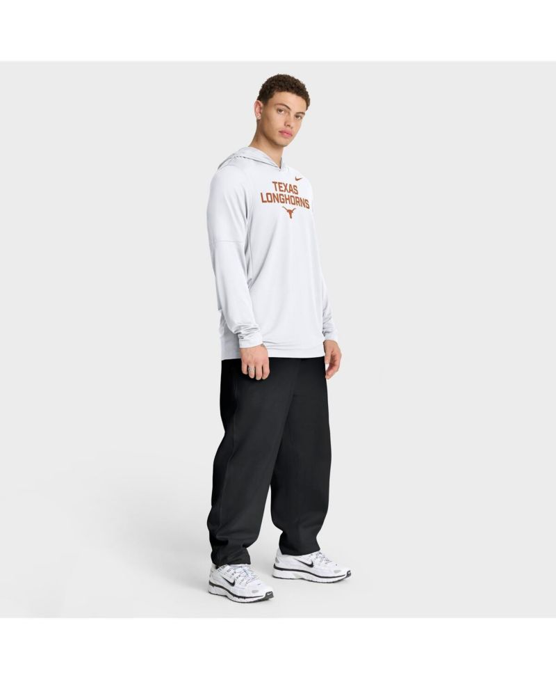 Men's White Texas Longhorns 2025 Sideline Performance Long Sleeve Hoodie T-Shirt