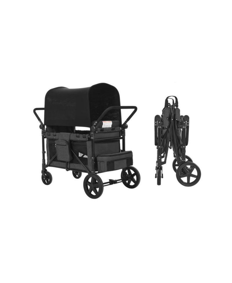 4 Seat Wagon Stroller 330 lb Foldable Push Pull with Canopy