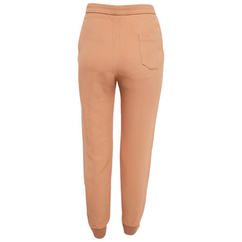 Women's Light Brown Crepe Zip Detail Trackpants