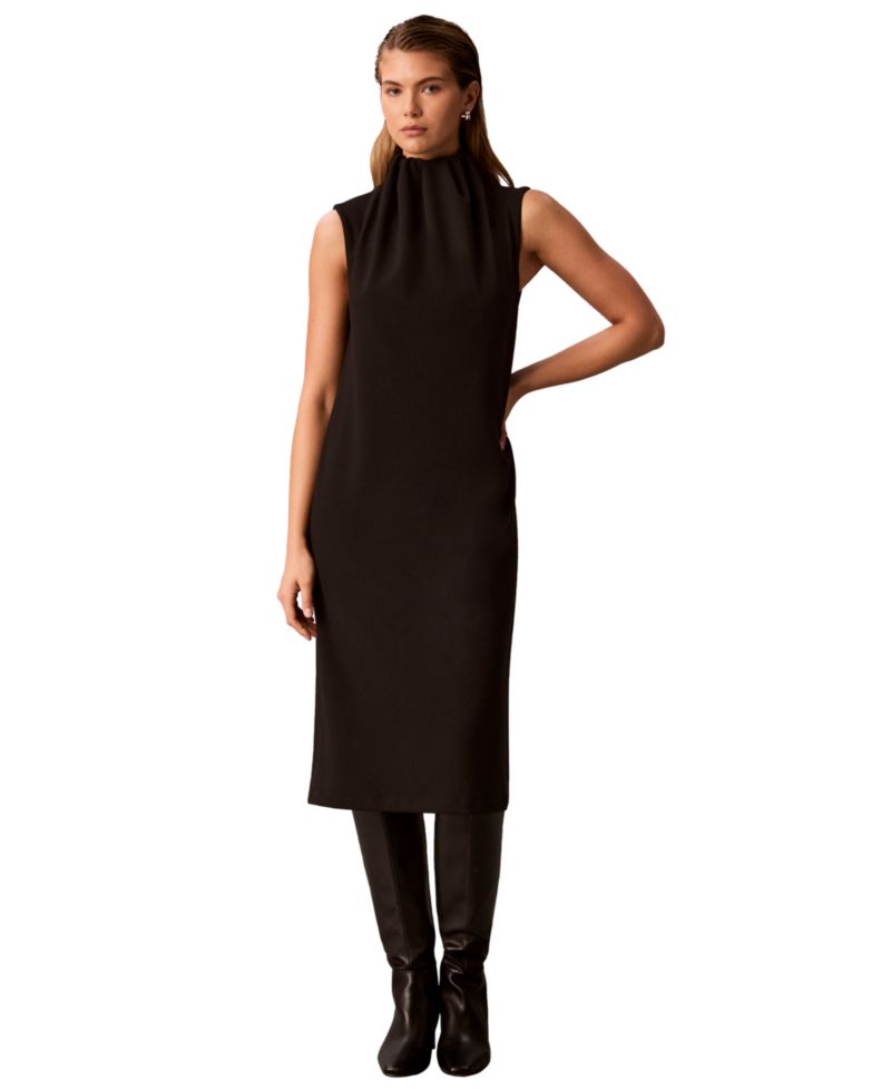 Women's Mock-Neck Sleeveless Midi Dress