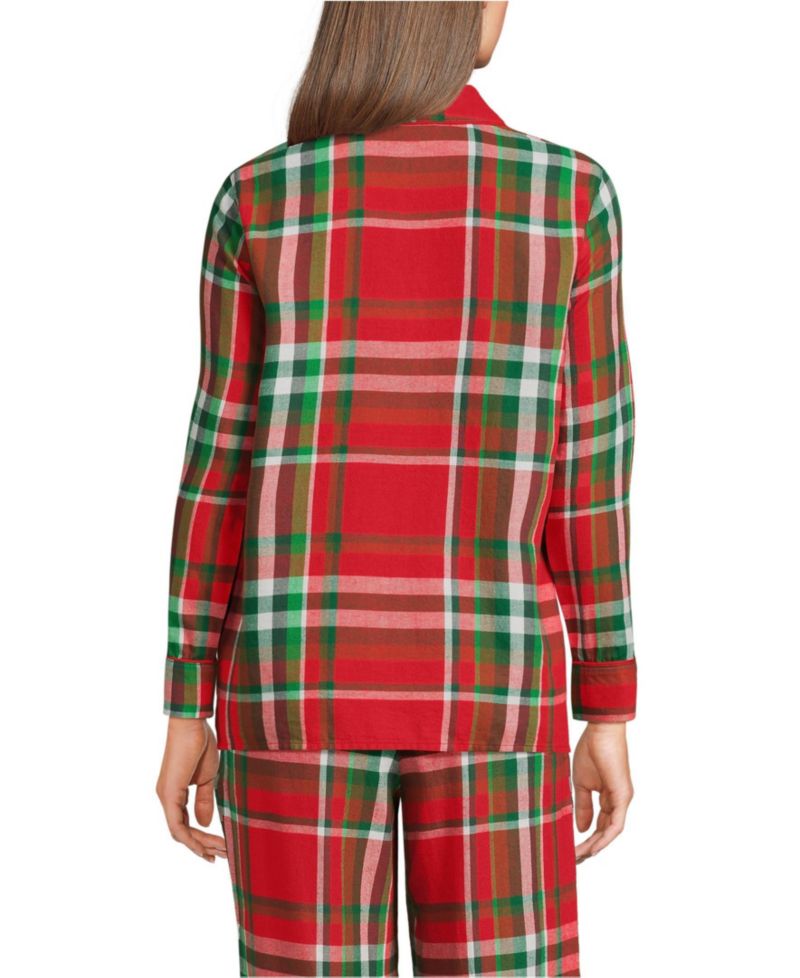 Women's Tall Long Sleeve Print Flannel Pajama Top