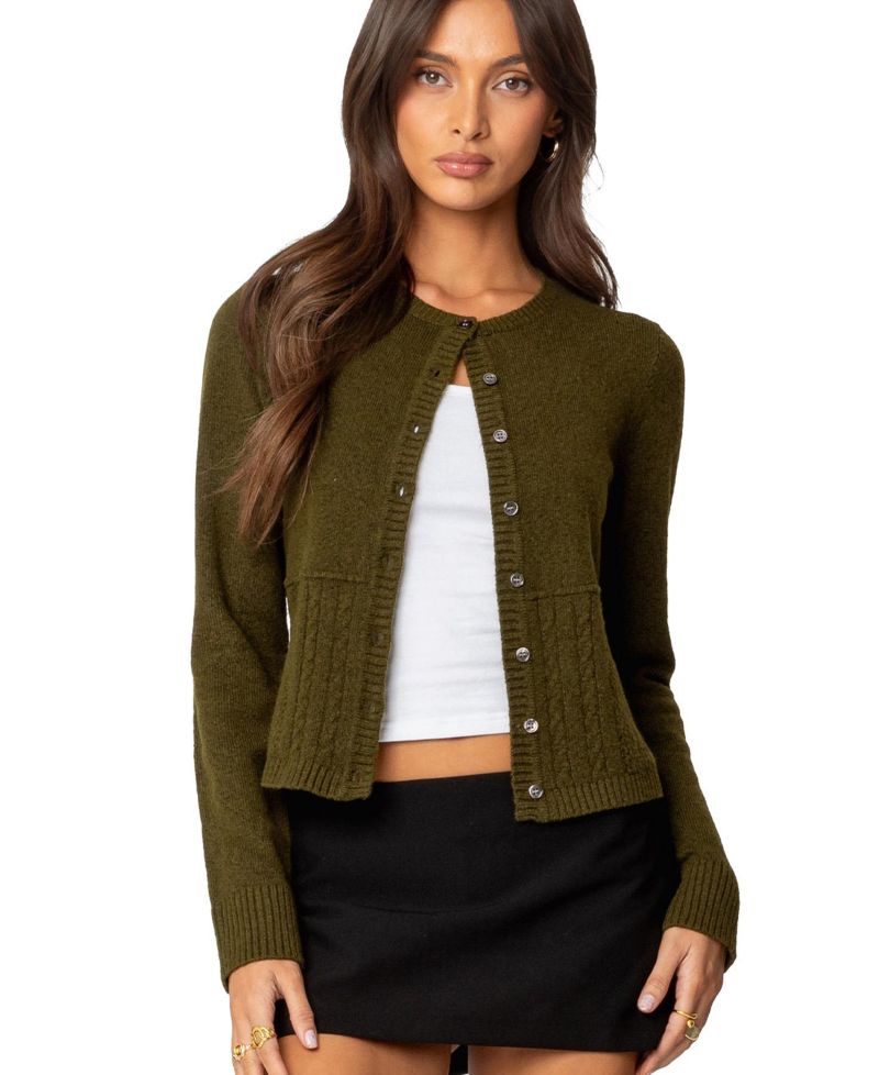 Women's Half Cable Knit Cardigan