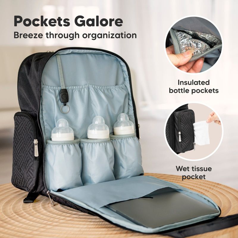 Bree Diaper Bag Backpack, Waterproof Baby Diaper Bags with Changing Pad, Girl, Boy, 2 Kids Travel Essentials