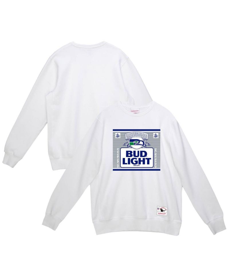 x Bud Light Men's White Seattle Seahawks The Crest Pullover Sweatshirt