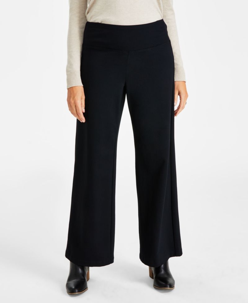 Petite Wide-Leg Pull-On Pants
