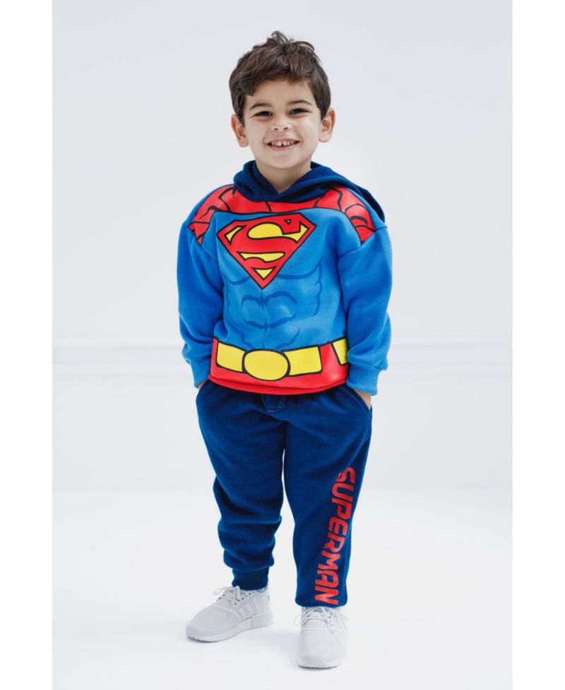 Little Boys (6 to 20) DC Comics Superman Batman Fleece Pullover Hoodie and Pants Outfit Set