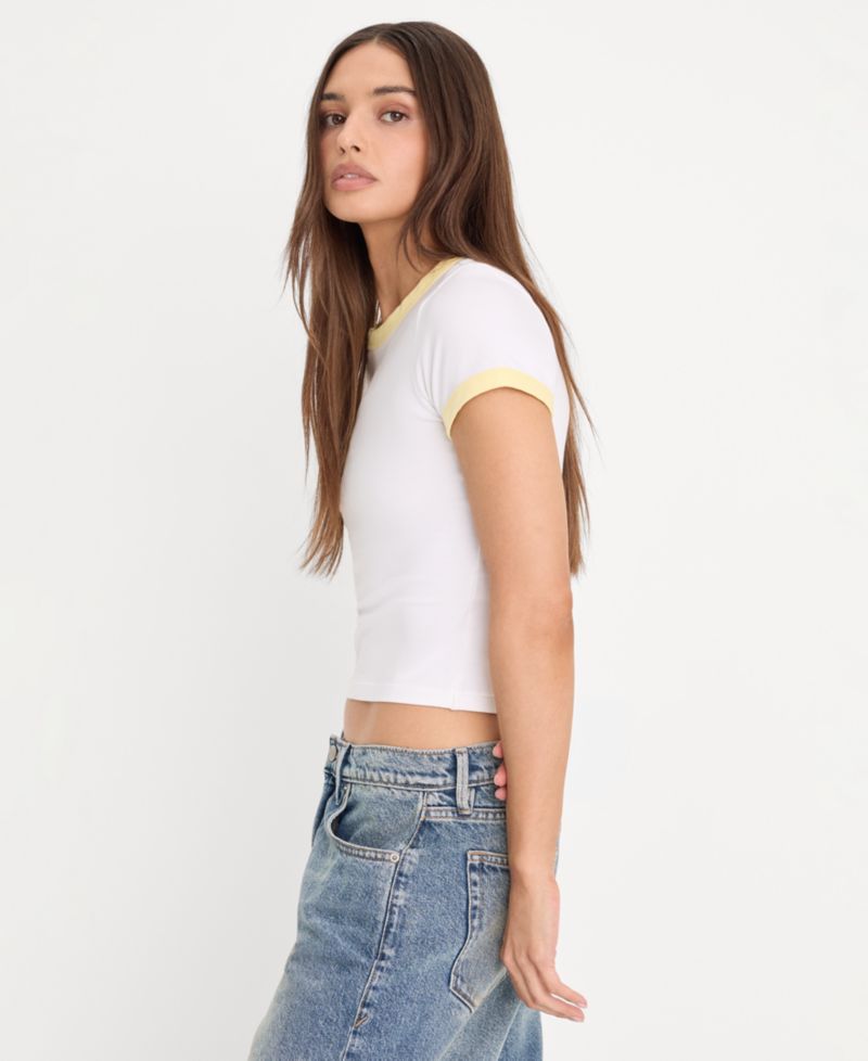 Women's Super Stretch Baby Ringer Crewneck T-Shirt