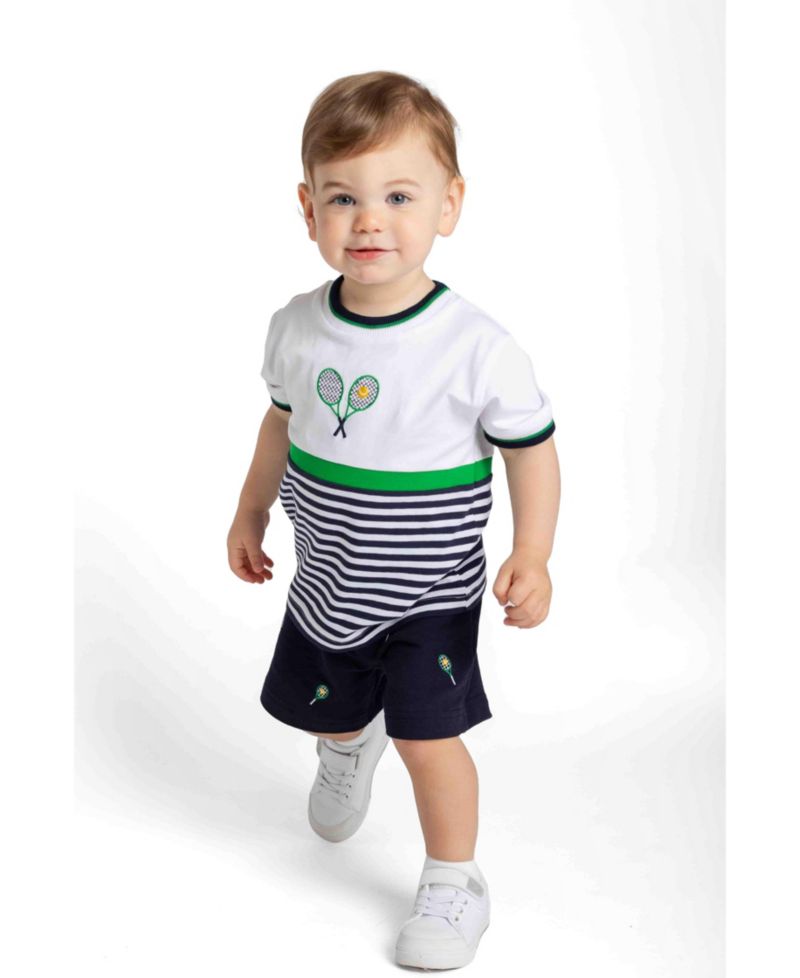 Little Girls 4- 7 Knit Short Set with Tennis Rackets