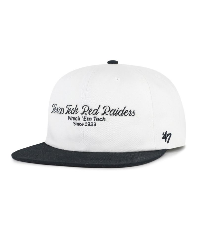 Men's '47 White/Red Texas Tech Red Raiders Script Stack Relaxed Captain Adjustable Hat