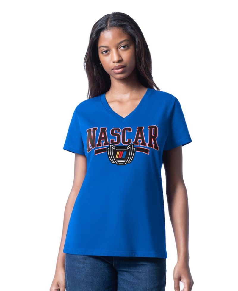 Women's Blue NASCAR Cheer Dance V-Neck T-Shirt