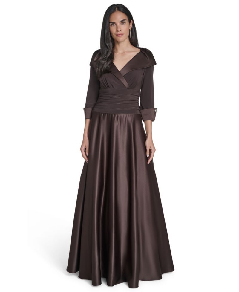 Women's 3/4-Sleeve Portrait Collar Rhinestone-Cuff Dress
