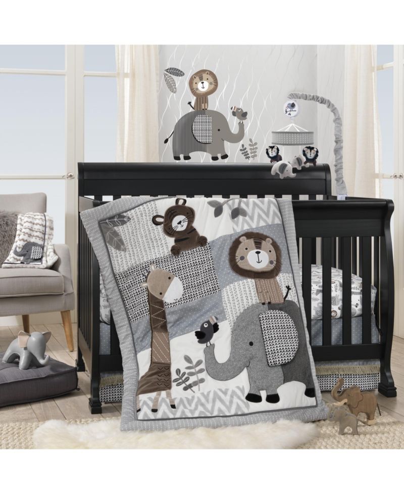 Baby Lambs and Ivy Urban Jungle Gray/White Changing Pad Cover