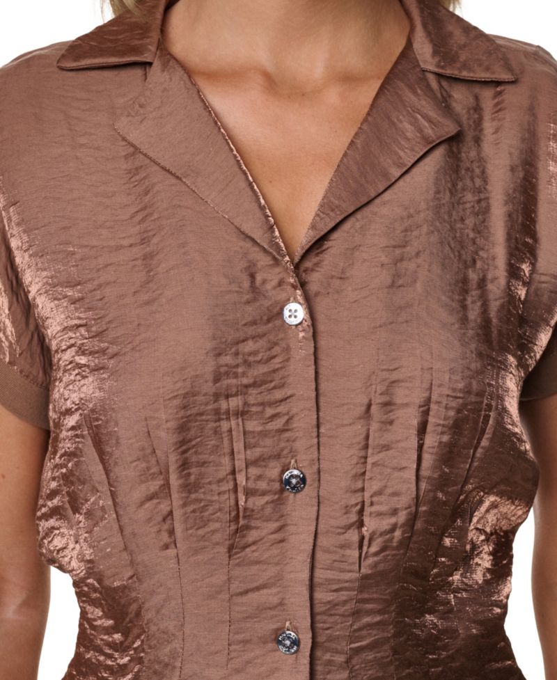 Women's Short-Sleeve Pleated Shirt