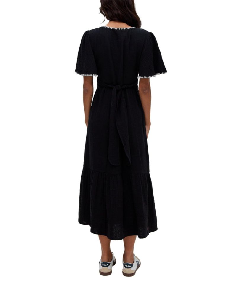 Women's Delilah V-Neck Front Tie Midi Dress