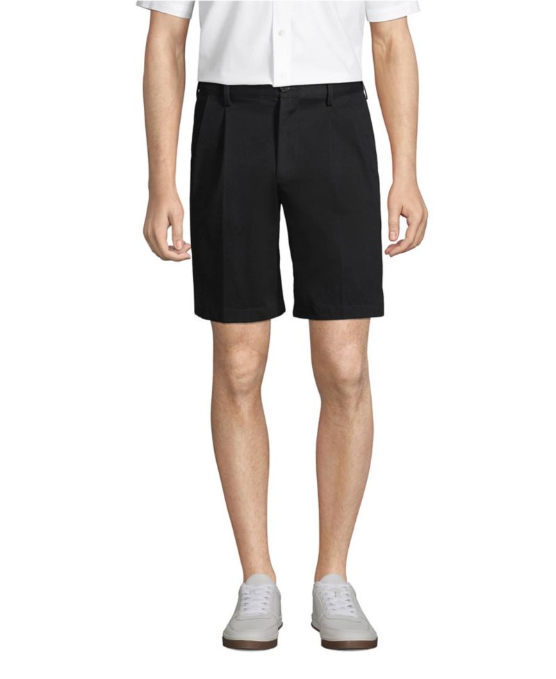 Men's No Iron 9" Comfort Waist Pleated Front Chino Short