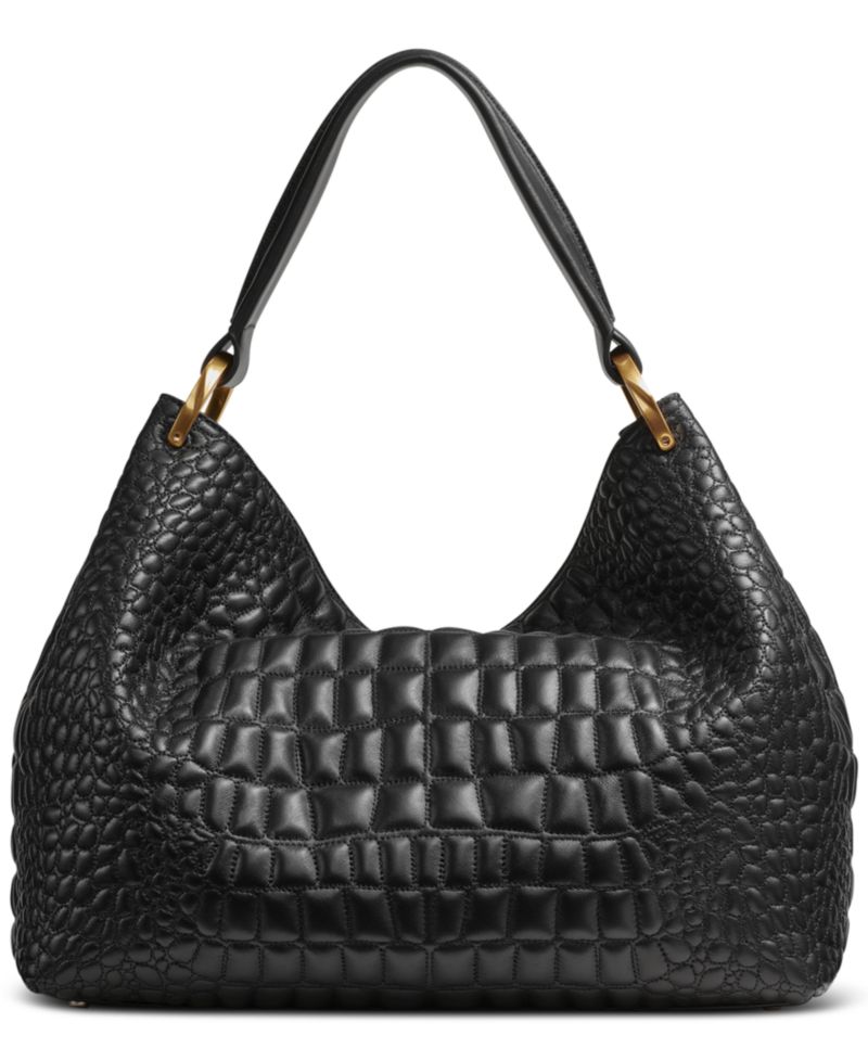 Glenwood Quilted Croc Large Shoulder with Tassel Detail