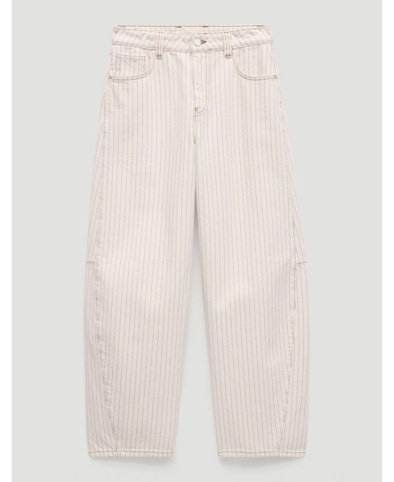 Women's Bree Stripe Horseshoe Barrel Leg Jeans