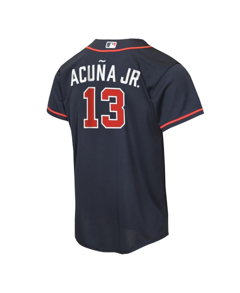 Big Boys and Girls Ronald Acu&ntilde;a Jr. Navy Atlanta Braves Alternate Replica Jersey
