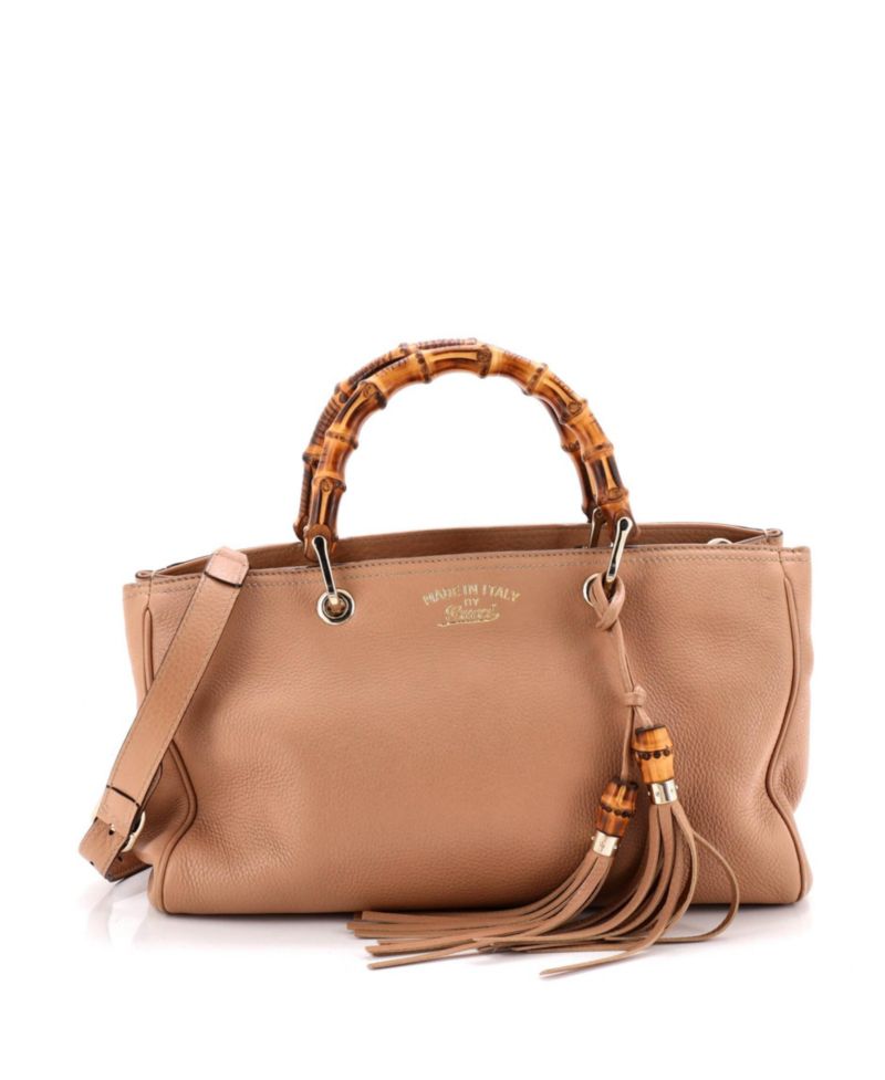 Medium Bamboo Shopper Tote Leather