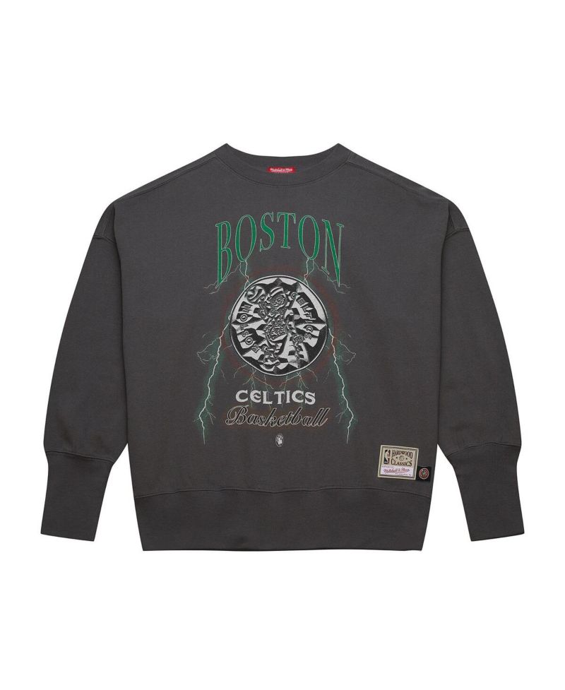 Women's Charcoal Boston Celtics Hardwood Classics Lightweight Pullover Sweatshirt
