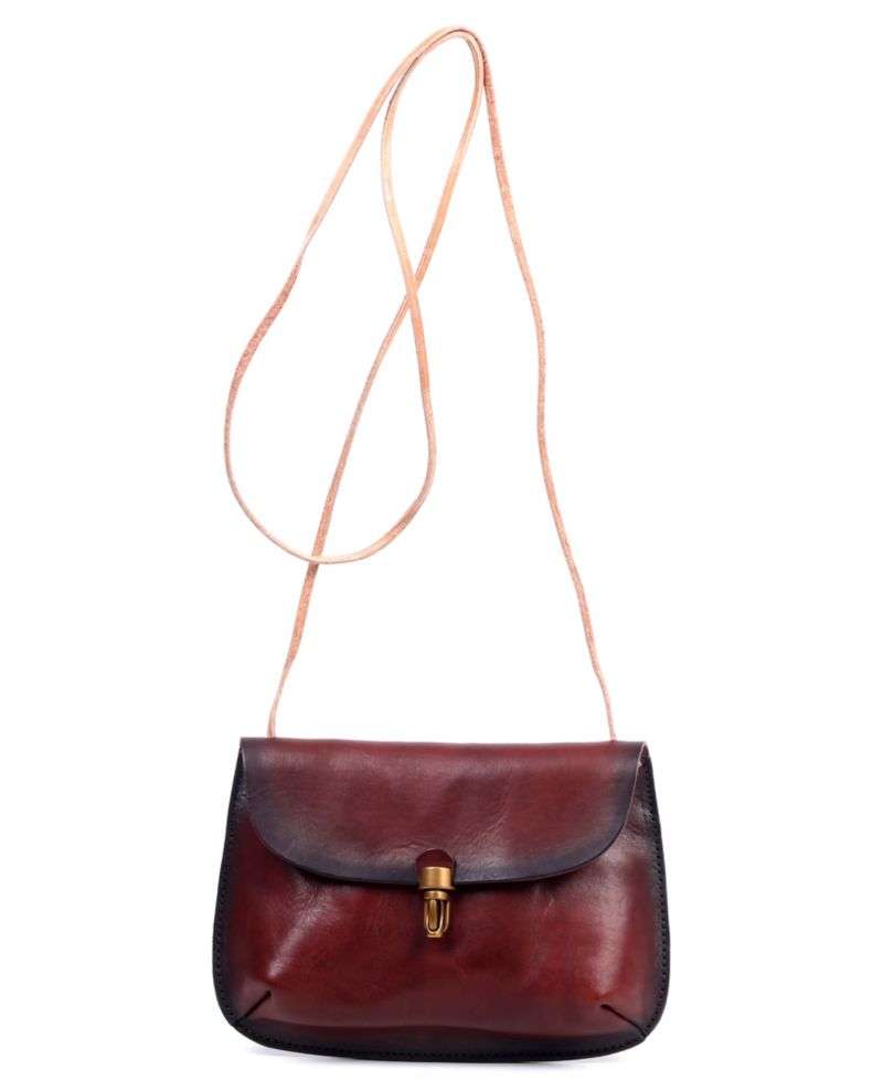 Ada Small Leather Pushlock Crossbody Bag