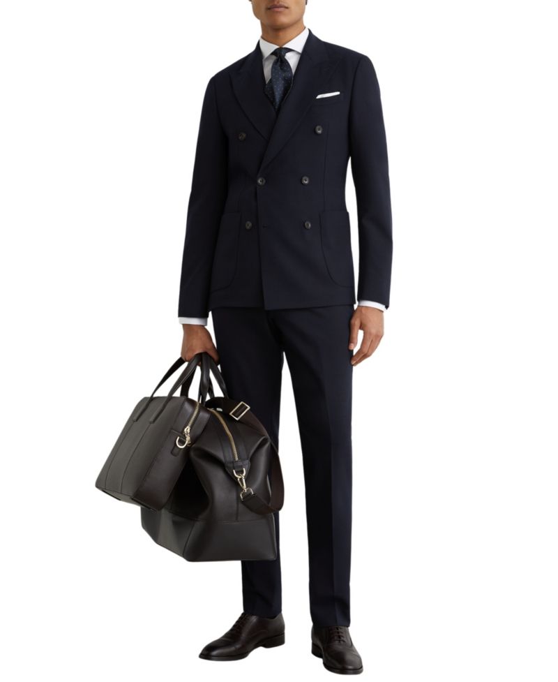 Men's Belmont Tailored-Fit Double-Breasted Textured Suit Blazer