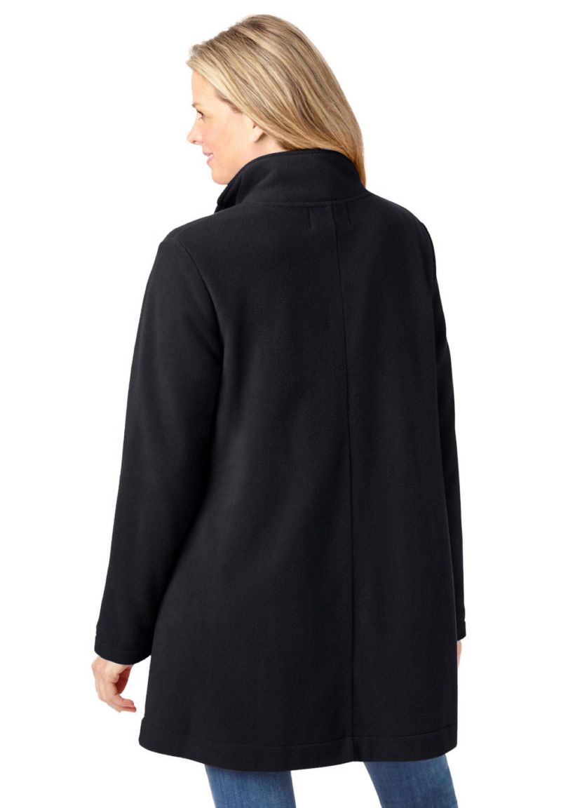 Plus Size Fleece Swing Funnel-Neck Coat