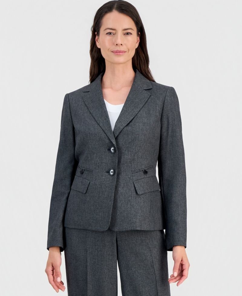 Women's Four-Pocket Jacket & Fly-Front Wide-Leg Pants Suit