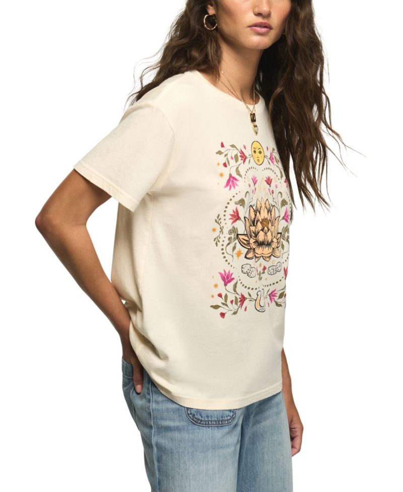 Women's Painted Lotus Boyfriend Graphic T-Shirt