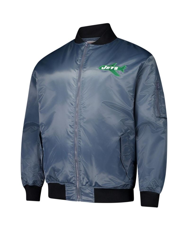 Men's Charcoal New York Jets Big & Tall Bomber Full-Zip Jacket