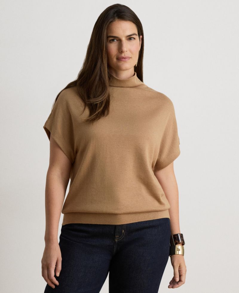 Women's Mock-Neck Cap-Sleeve Sweater