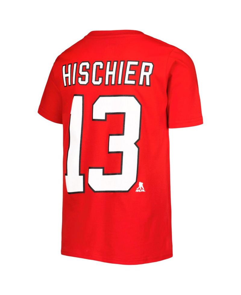 Big Boys Nico Hischier Red New Jersey Devils Player Name and Number T-shirt