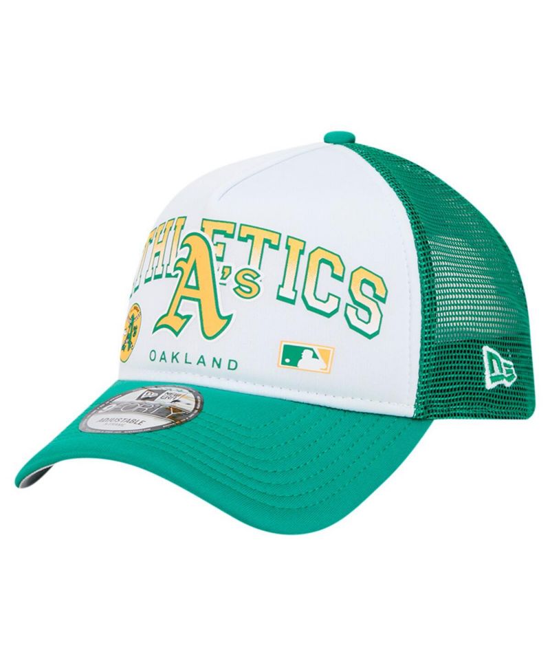 Men's White Oakland Athletics Retro Wordmark 9FORTY A-Frame Trucker Adjustable Hat