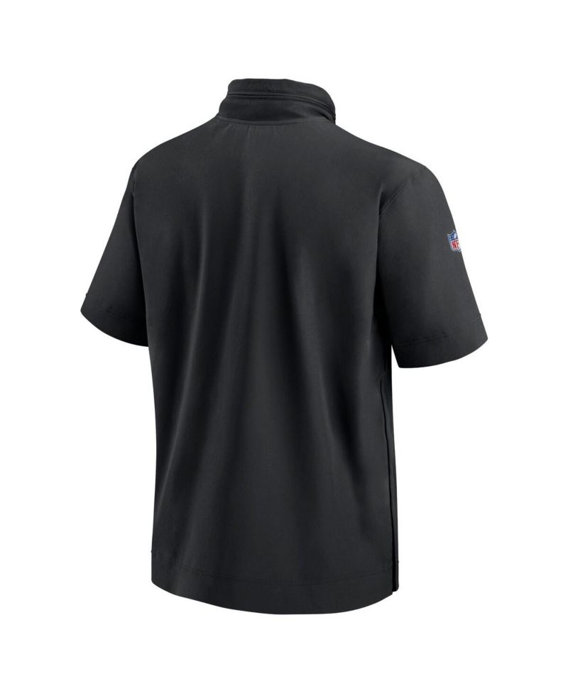 Men's Black Pittsburgh Steelers 2024 Sideline Coach Short Sleeve Half-Zip Hoodie Jacket