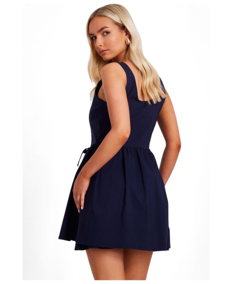 Women's Bengaline Square Neck Mini Dress
